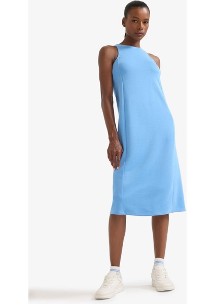 Fit Yuvarlak Yaka Modal Kolsuz Midi Elbise F6186AX25SM