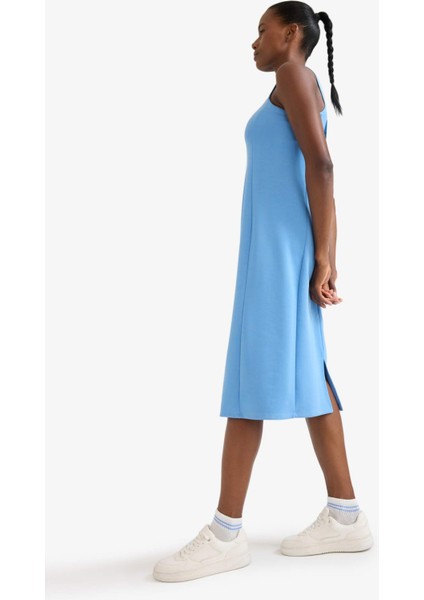 Fit Yuvarlak Yaka Modal Kolsuz Midi Elbise F6186AX25SM