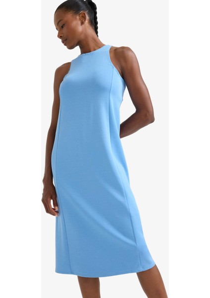 Fit Yuvarlak Yaka Modal Kolsuz Midi Elbise F6186AX25SM