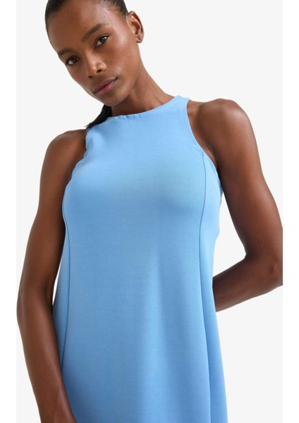 Fit Yuvarlak Yaka Modal Kolsuz Midi Elbise F6186AX25SM