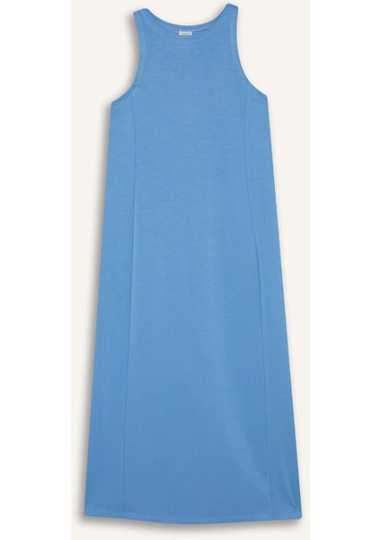 Fit Yuvarlak Yaka Modal Kolsuz Midi Elbise F6186AX25SM