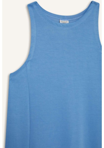 Fit Yuvarlak Yaka Modal Kolsuz Midi Elbise F6186AX25SM