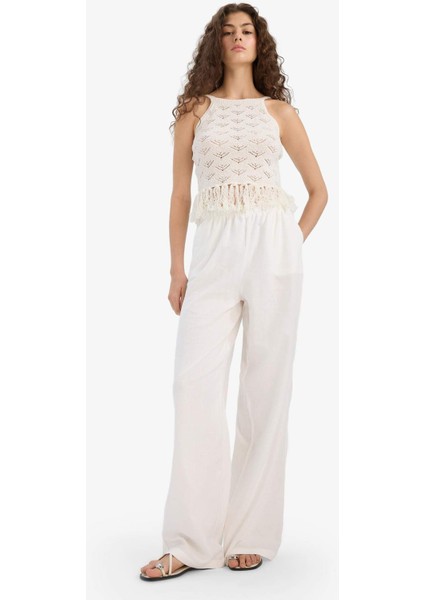 Slim Fit Dar Kesim Püskül Detaylı Triko Atlet F7081AX25SM