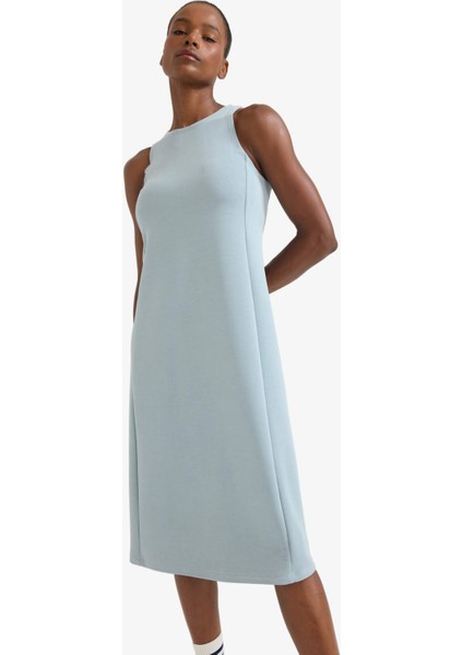 Fit Yuvarlak Yaka Modal Kolsuz Midi Elbise F6186AX25SM