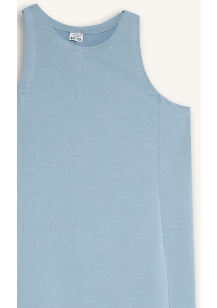 Fit Yuvarlak Yaka Modal Kolsuz Midi Elbise F6186AX25SM