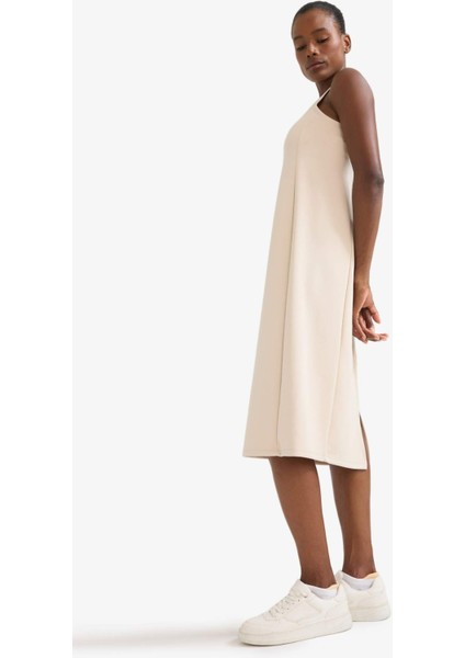 Fit Yuvarlak Yaka Modal Kolsuz Midi Elbise F6186AX25SM