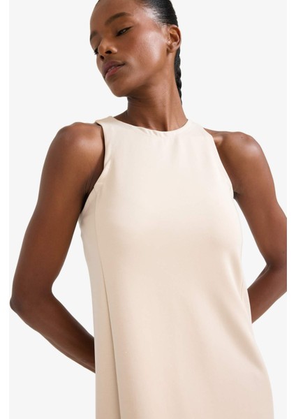 Fit Yuvarlak Yaka Modal Kolsuz Midi Elbise F6186AX25SM