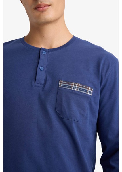 Pijama Takımı Regular Fit Uzun Kollu Üst Kareli Uzun Alt D0040AX25WN