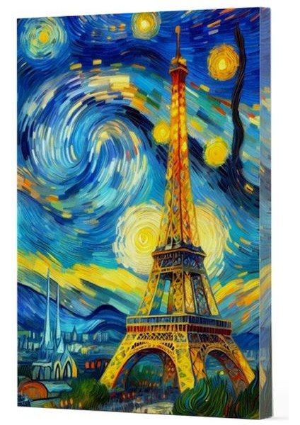Van Gogh 9 - Eyfel Kulesi Çizgili Yan Boyamalı Defter