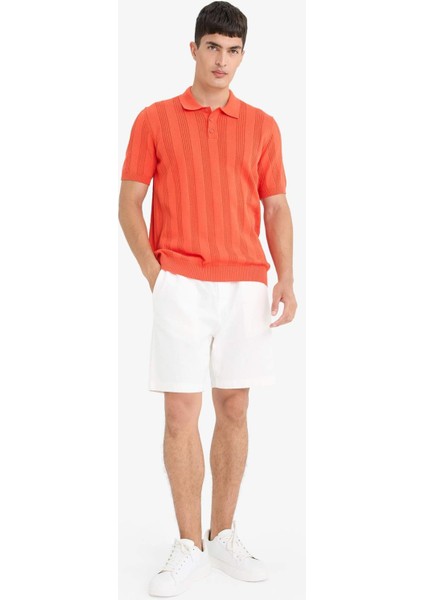 %100 Pamuk Polo Yaka Kısa Kollu Triko Tişört F7133AX25SM