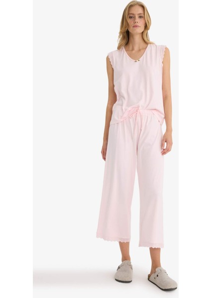 Pijama Takımı Regular Fit Kolsuz Üst Uzun Alt-Fall in Love F6988AX25AU