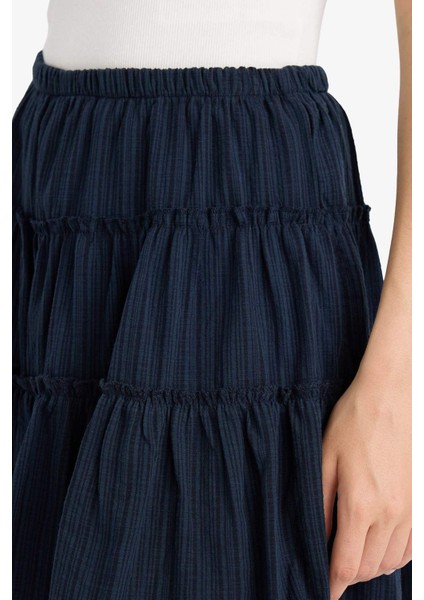 Coool Yüksek Bel Penye Astar Keten Görünümlü Mini Etek F7231AX25HS