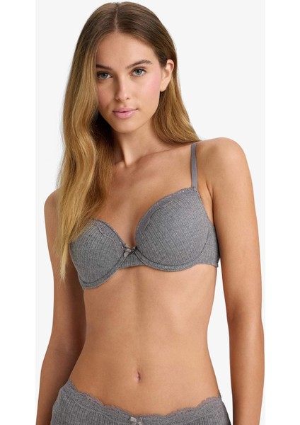 Dantel Detaylı Kaplı Pedsiz Balenli Tişört Bra F6142AX25WN