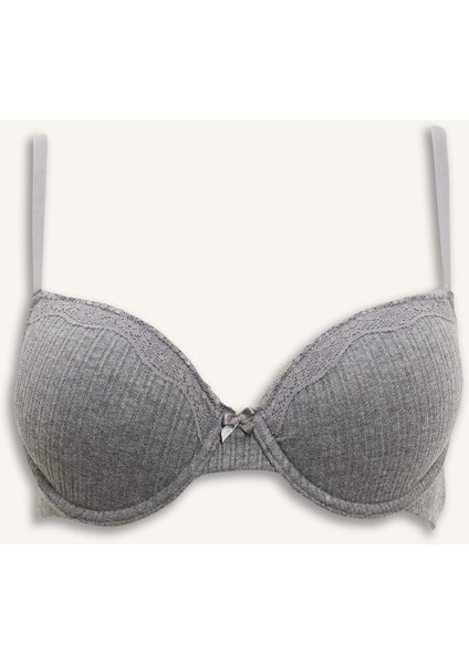Dantel Detaylı Kaplı Pedsiz Balenli Tişört Bra F6142AX25WN