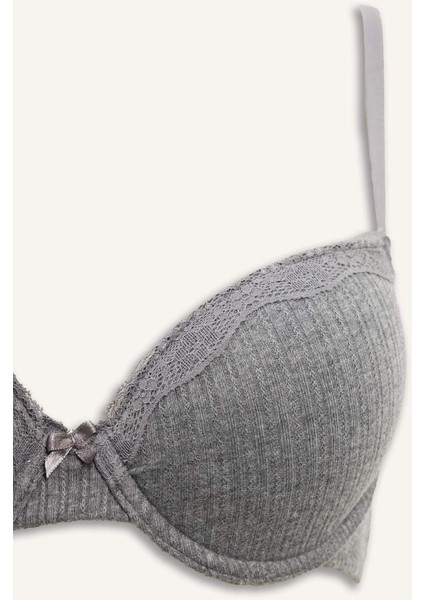 Dantel Detaylı Kaplı Pedsiz Balenli Tişört Bra F6142AX25WN