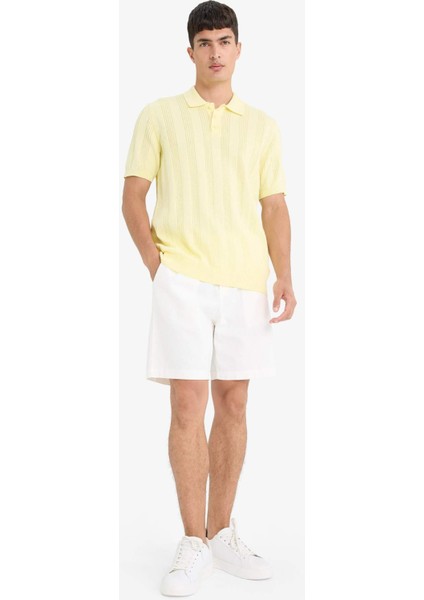 %100 Pamuk Polo Yaka Kısa Kollu Triko Tişört F7133AX25SM