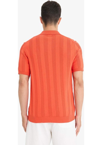 %100 Pamuk Polo Yaka Kısa Kollu Triko Tişört F7133AX25SM