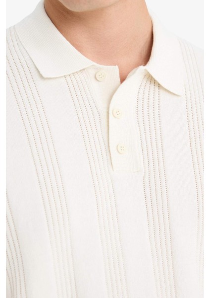 %100 Pamuk Polo Yaka Kısa Kollu Triko Tişört F7133AX25SM