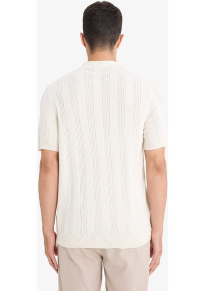 %100 Pamuk Polo Yaka Kısa Kollu Triko Tişört F7133AX25SM