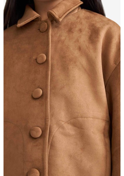 Kız Çocuk Ceket Yaka Düğmeli Süet Mont F7148A825AU