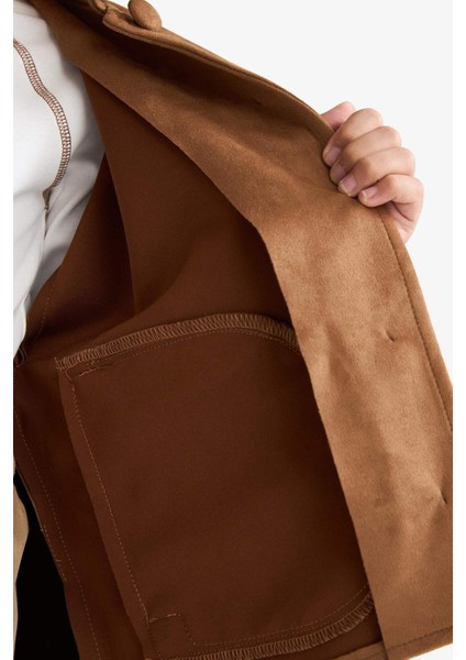 Kız Çocuk Ceket Yaka Düğmeli Süet Mont F7148A825AU