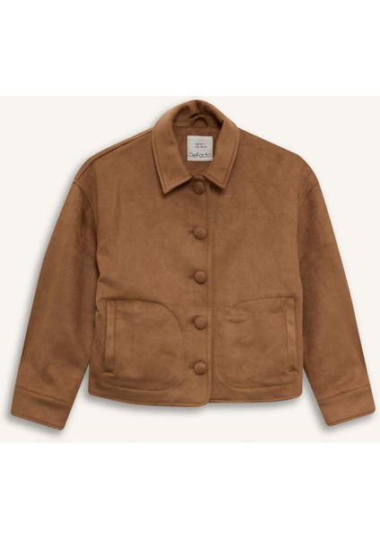 Kız Çocuk Ceket Yaka Düğmeli Süet Mont F7148A825AU