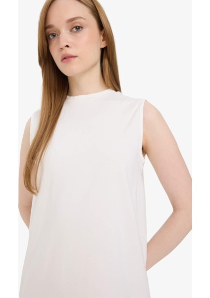 Regular Fit Yarım Balıkçı Yaka Basic Düz Kolsuz Maxi Elbise D4898AX25HS