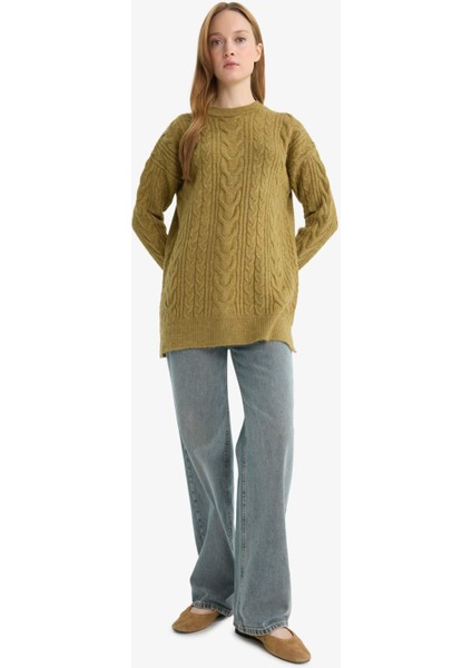Relax Fit Bisiklet Yaka Triko Kazak Tunik F4530AX25WN