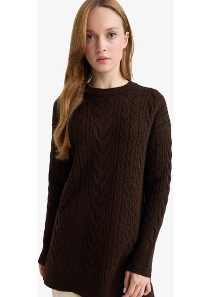 Relax Fit Bisiklet Yaka Triko Kazak Tunik F4530AX25WN