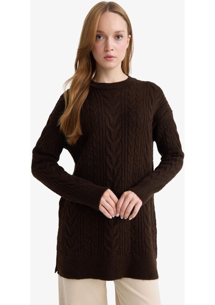 Relax Fit Bisiklet Yaka Triko Kazak Tunik F4530AX25WN