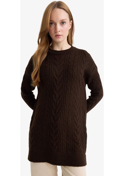 Relax Fit Bisiklet Yaka Triko Kazak Tunik F4530AX25WN