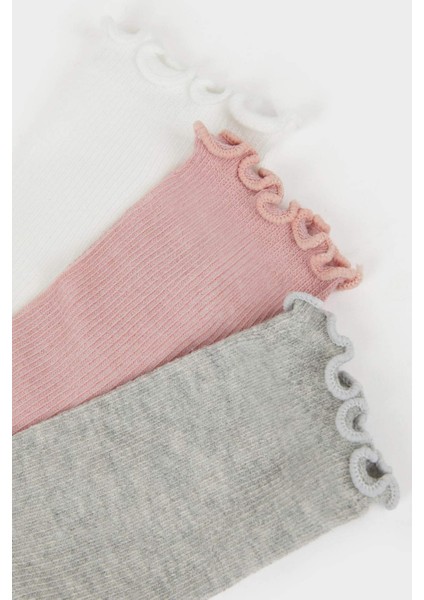 Kız Çocuk 3'lü Pamuklu Uzun Çorap F7217A8NS