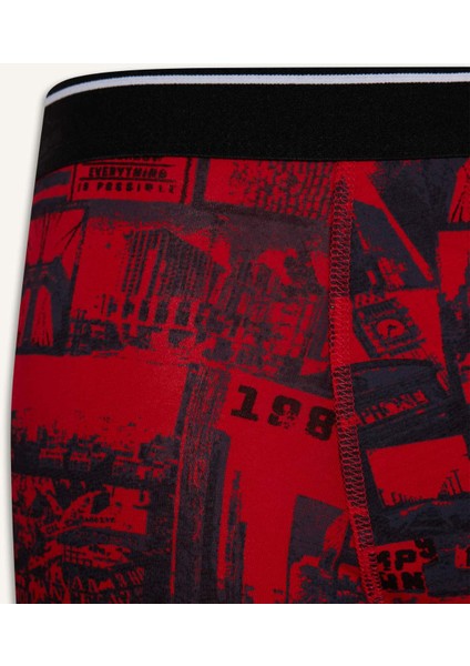 Regular Fit Retro Desenli 3'lü Boxer