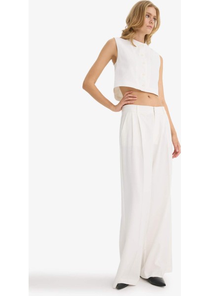 Wide Leg Çift Cepli Yüksek Bel Geniş Paça Pantolon F7341AX25AU