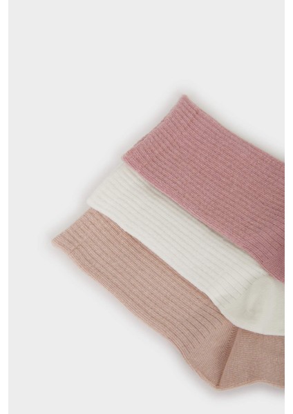 Kız Çocuk 3'lü Pamuklu Uzun Çorap F7212A8NS