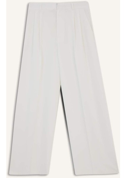 Wide Leg Çift Cepli Yüksek Bel Geniş Paça Pantolon F7341AX25AU