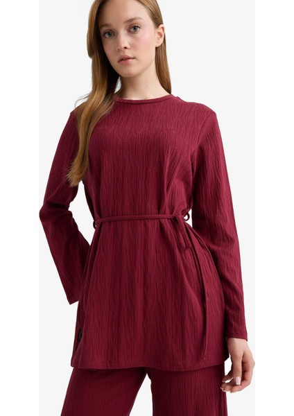 Regular Fit Bisiklet Yaka Bağlamalı Uzun Kollu Tunik F5369AX25AU