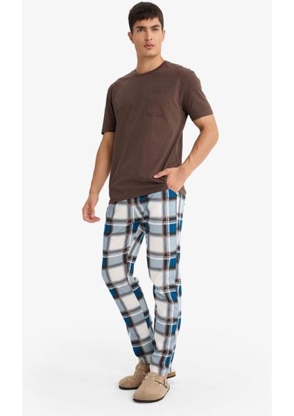 Pijama Takımı Kısa Kollu Üst Kareli Uzun Alt D8213AX25AU