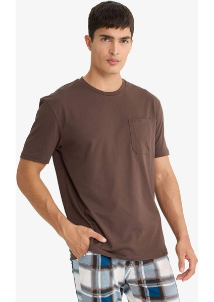 Pijama Takımı Kısa Kollu Üst Kareli Uzun Alt D8213AX25AU