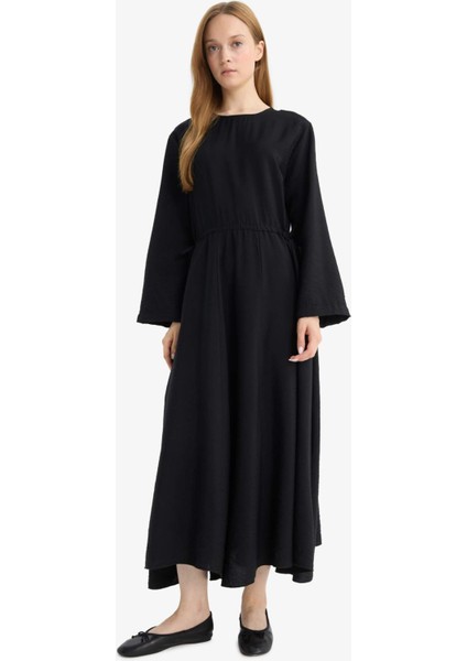 Relax Fit Bisiklet Yaka Uzun Kollu Elbise F3545AX25AU