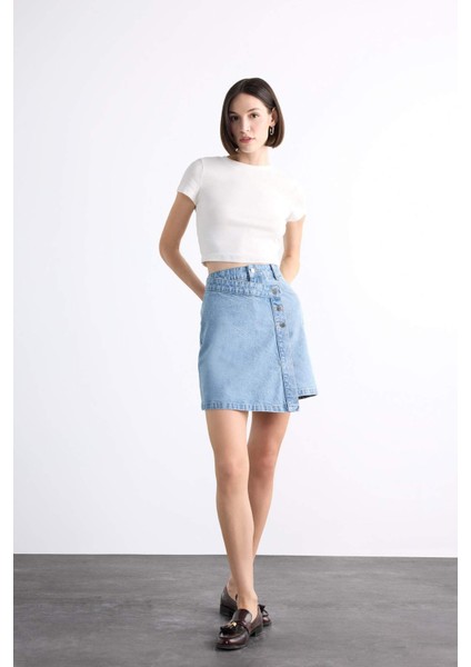 Mini Jean Şort Etek F7503AX25SM