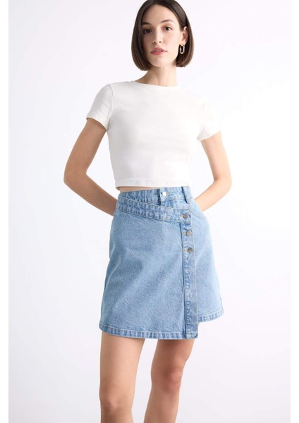 Mini Jean Şort Etek F7503AX25SM