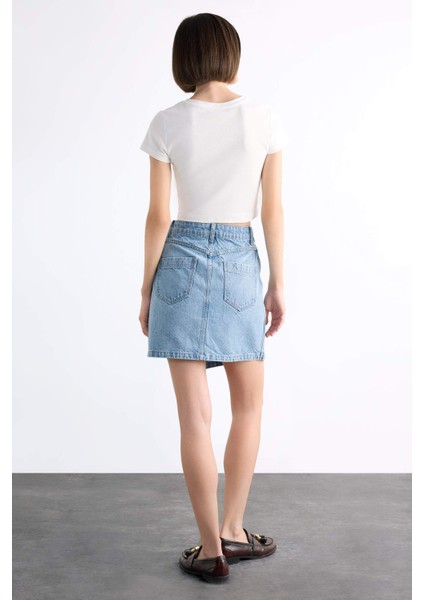 Mini Jean Şort Etek F7503AX25SM