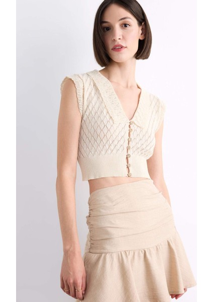 Keten Volanlı Mini Şort Etek