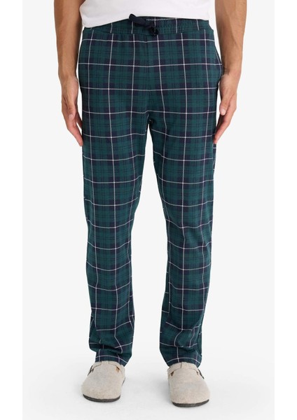 Pijama Takımı Regular Fit Kısa Kollu Üst Kareli Uzun Alt F5893AX25AU