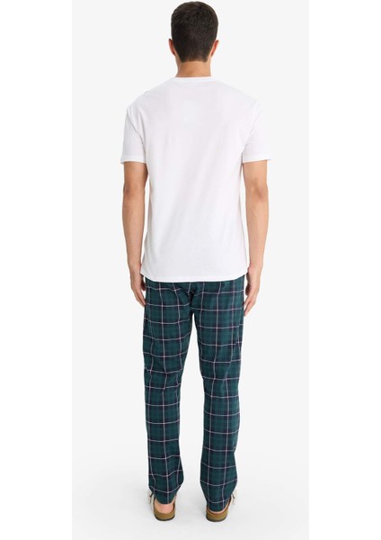 Pijama Takımı Regular Fit Kısa Kollu Üst Kareli Uzun Alt F5893AX25AU