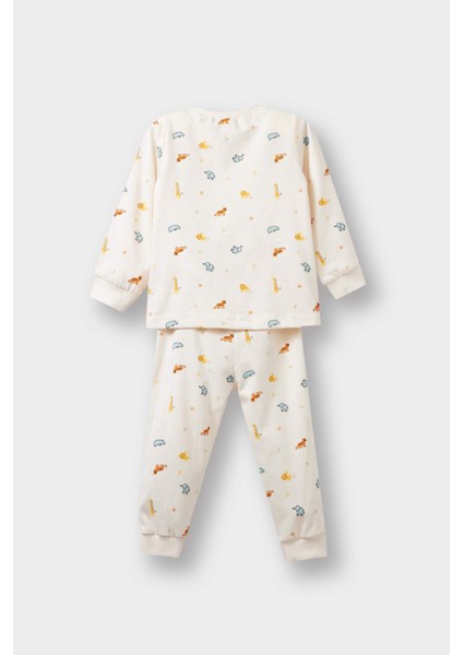 Erkek Bebek 4'lü Pijama Takımı Safari Baskılı Uzun Kollu Penye Üst Uzun Alt F7197A525AU