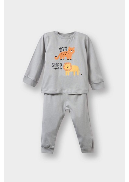 Erkek Bebek 4'lü Pijama Takımı Safari Baskılı Uzun Kollu Penye Üst Uzun Alt F7197A525AU