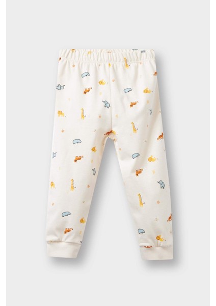 Erkek Bebek 4'lü Pijama Takımı Safari Baskılı Uzun Kollu Penye Üst Uzun Alt F7197A525AU