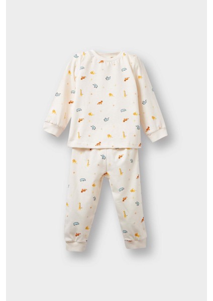 Erkek Bebek 4'lü Pijama Takımı Safari Baskılı Uzun Kollu Penye Üst Uzun Alt F7197A525AU